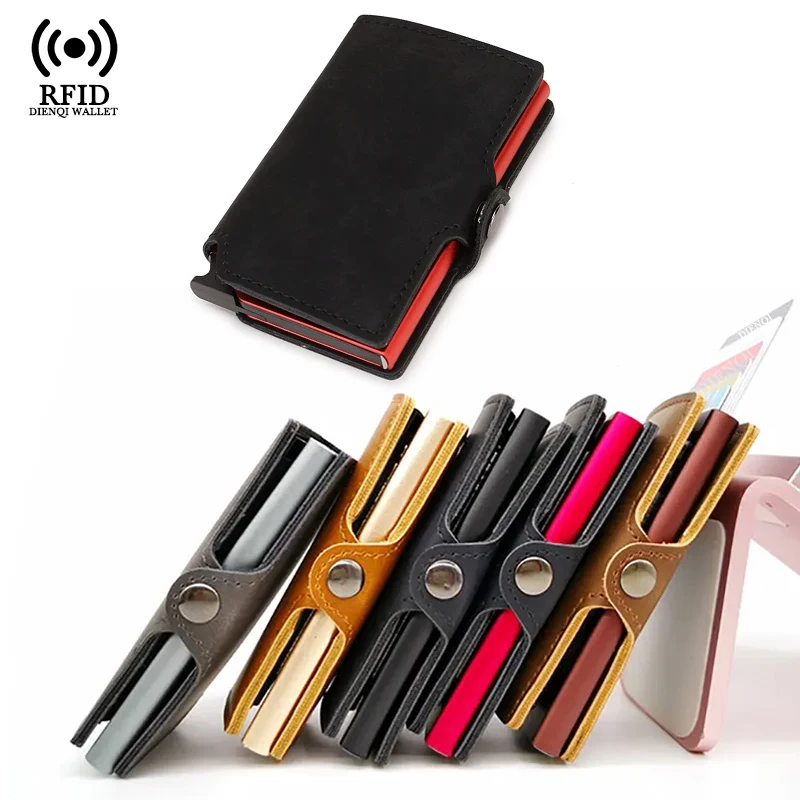Card Top Loader - Wąski portfel na wizytówki męski metalowy
