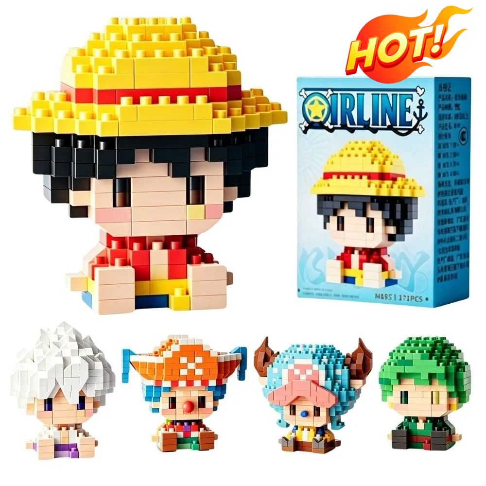 Building Block Mini - Jeden KOMPLET: Bóg Słońca Nika, Luffy,